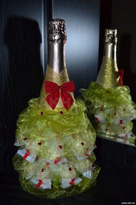 DIY-ananas van snoep en champagne: stap voor stap een fles maken - een masterclass voor beginners, foto, video