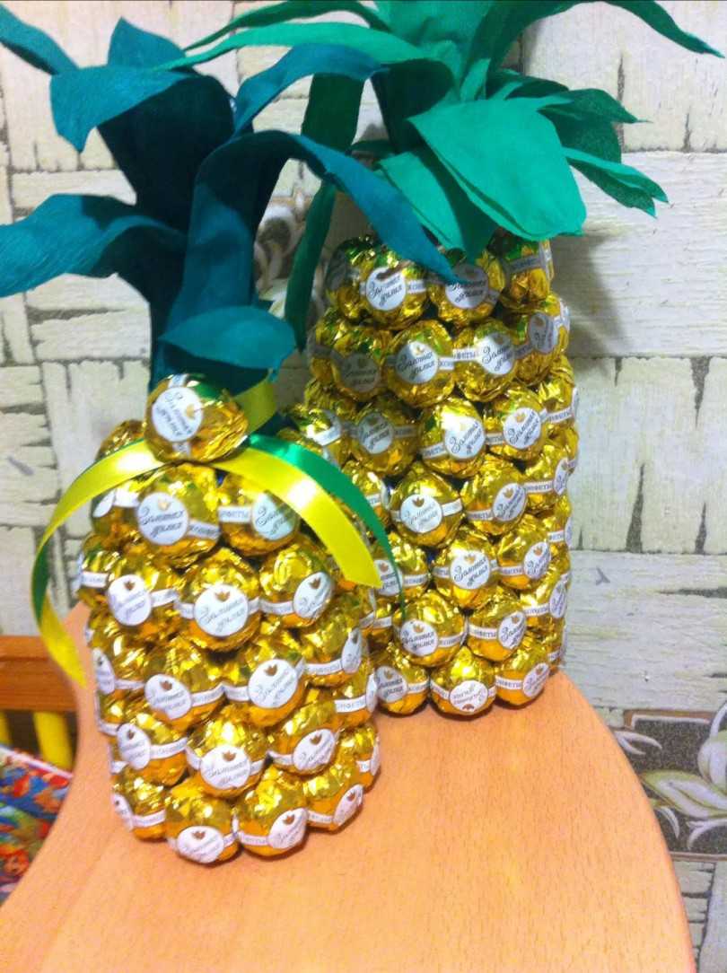 DIY-ananas van snoep en champagne: stap voor stap een fles maken - een masterclass voor beginners, foto, video
