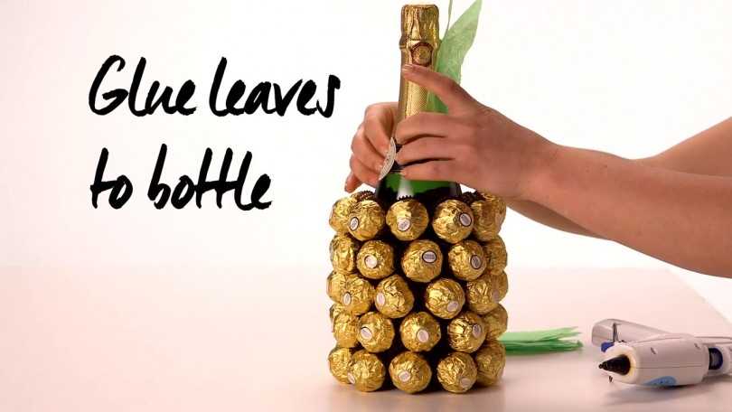 DIY-ananas van snoep en champagne: stap voor stap een fles maken - een masterclass voor beginners, foto, video