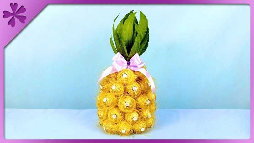 DIY-ananas van snoep en champagne: stap voor stap een fles maken - een masterclass voor beginners, foto, video