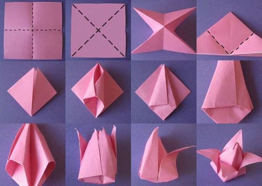 DIY papír origami virág