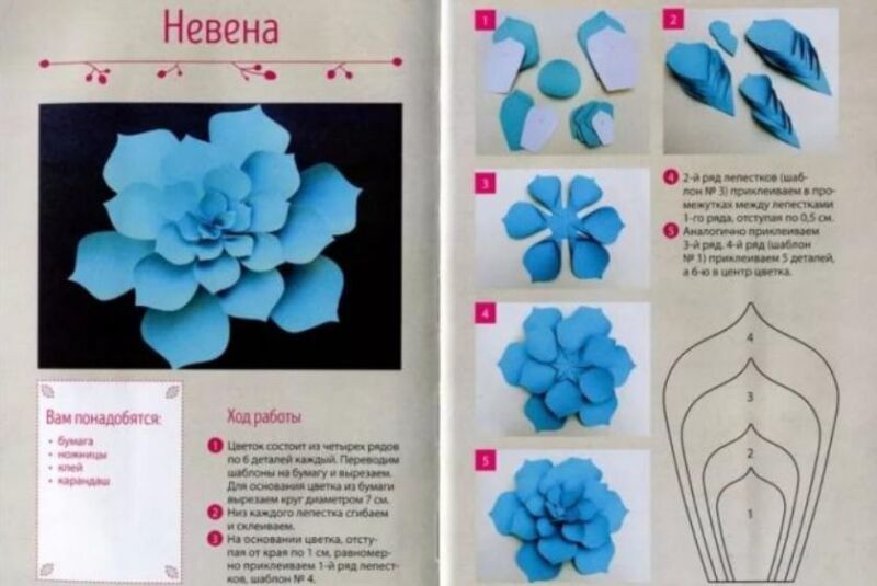 Papierowe kwiaty - schematy i szablony do tworzenia papierowych kwiatów etap 9