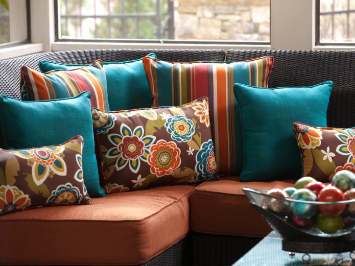 bright cushions for the sofa