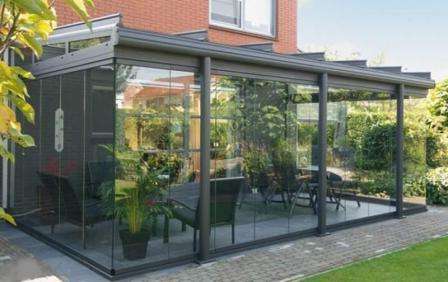 closed glass terrace of a country house