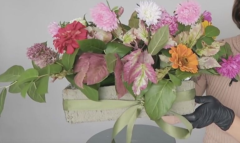 Autumn bouquet in concrete