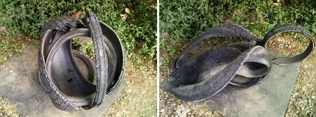 Start your swan craft by preparing the tire. Depending on the size of the tire, certain tools will be needed. If the tire is without steel cord, then a sharp knife and water will be enough to cut it.