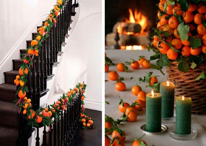 DIY Christmas wreath of tangerines