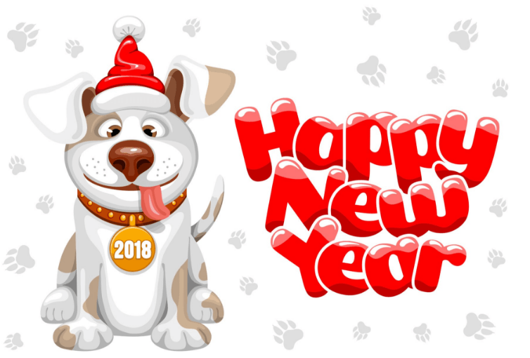 Gelukkig nieuwjaarsgroeten van de hond in verzen
