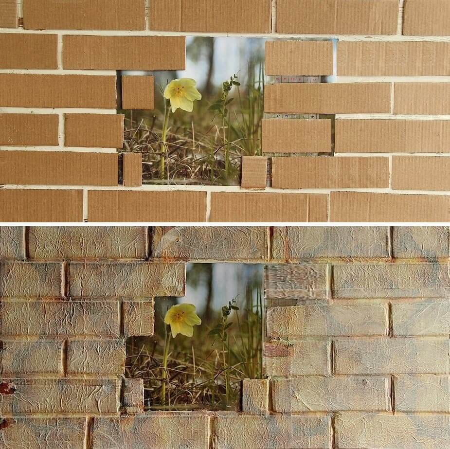 Mur z cegły z tektury