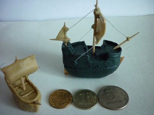 Ships made of plasticine and toothpicks - master class, photo 1