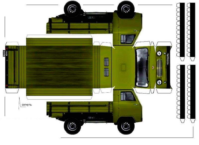 Truck template for cutting and gluing