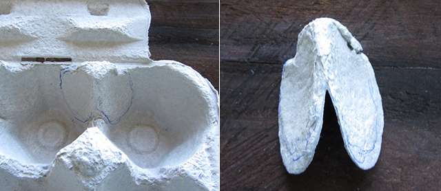 Kerstknutsels van een haan uit eierdozen