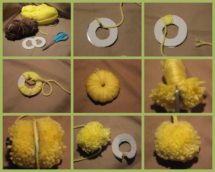 Hogyan készítsünk pom-pomot szőrből, fonalból vagy cérnából készült kalaphoz-mesterkurzus a pom-pom kötéséről, fotó és videó utasítások