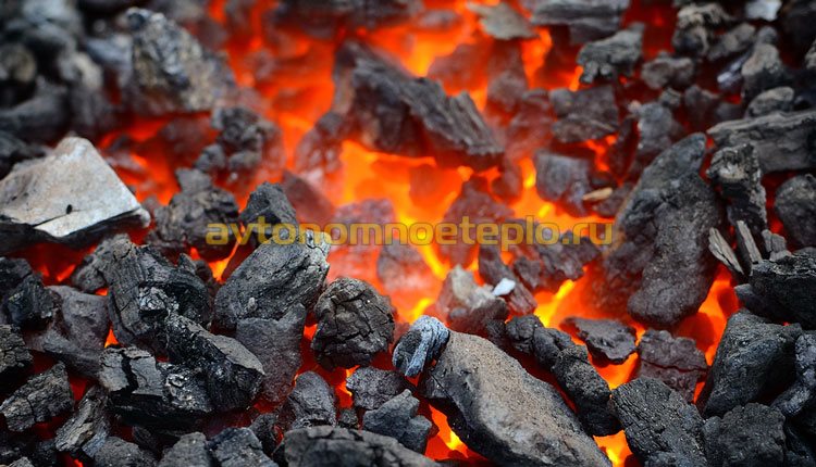 kolen verbranden in een ketel