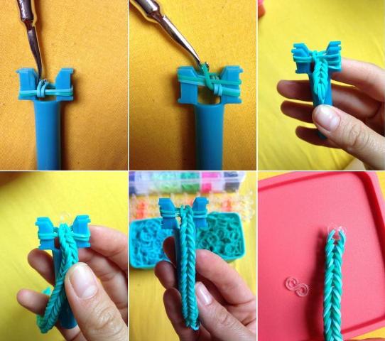 fishtail armband gemaakt van elastiekjes
