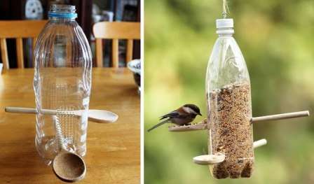 DIY bird feeder from bottles