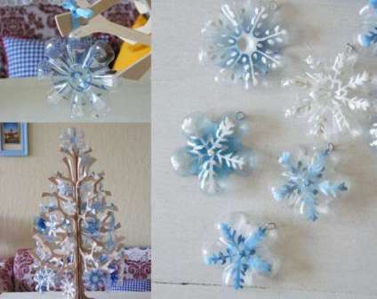 Snowflakes and plastic bottles