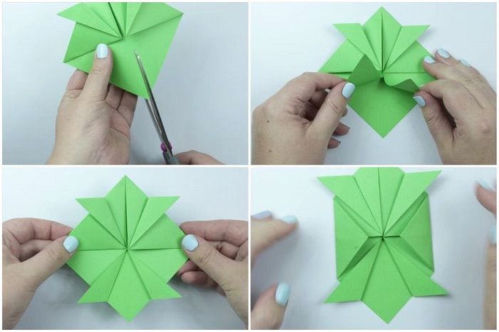 Origami schildpad: vouwstappen 9-12