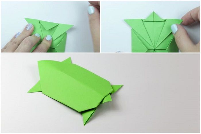 Origami schildpad: vouwstappen 13-15