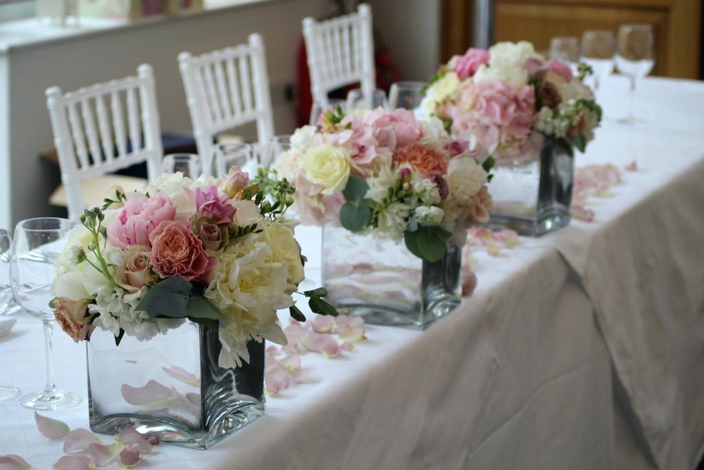 decoration of the wedding table with flowers