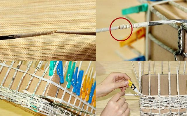 Glue an extra tube to weave the walls. When it ends, you can build it up (insert a new one into the end of the old tube and fix it with glue).