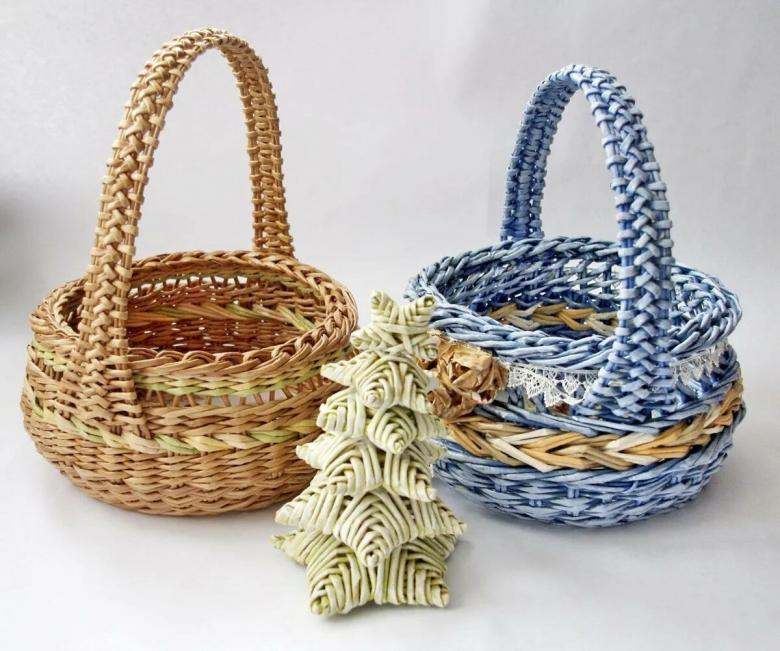 Weaving baskets and other interior items from newspaper tubes: master classes, video instructions