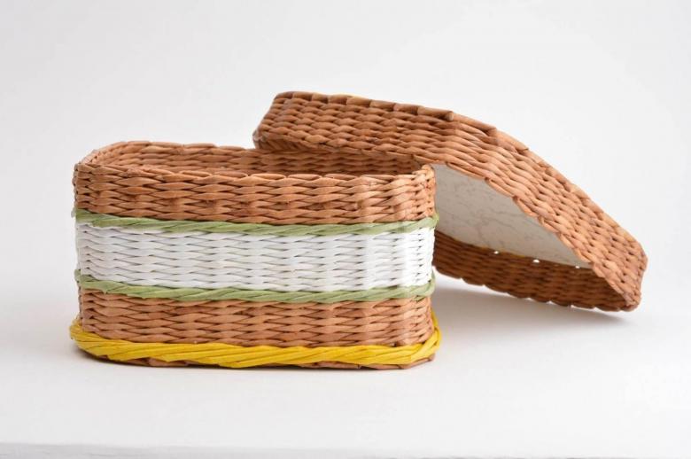 Weaving baskets and other interior items from newspaper tubes: master classes, video instructions