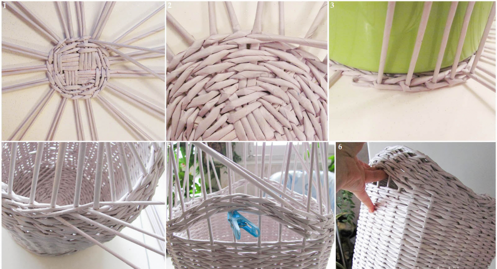 Weaving baskets and other interior items from newspaper tubes: master classes, video instructions