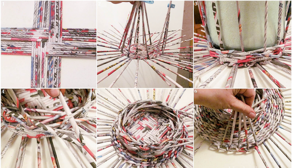 Weaving baskets and other interior items from newspaper tubes: master classes, video instructions