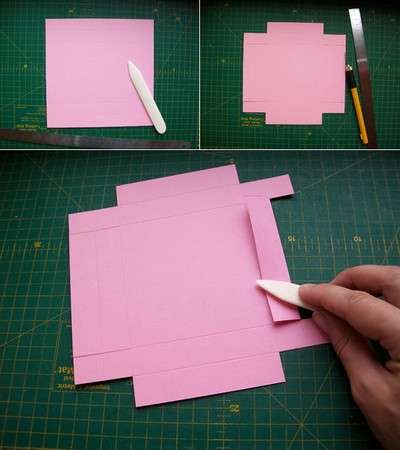 Wytnij z różowego papieru prostokąt o wymiarach 10 × 20 cm i złóż go na pół