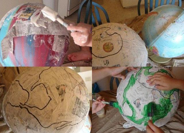 Maak een wereldbol voor een aardrijkskundeles met behulp van de papier-maché-techniek