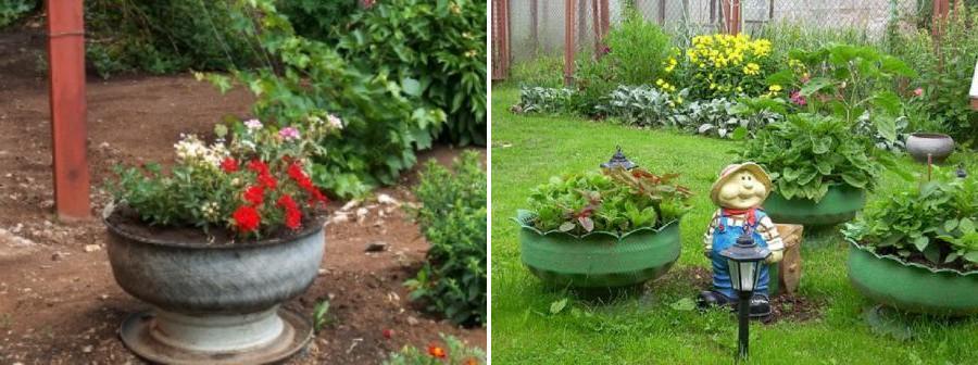 A couple of examples of how you can make beautiful flower beds out of tires