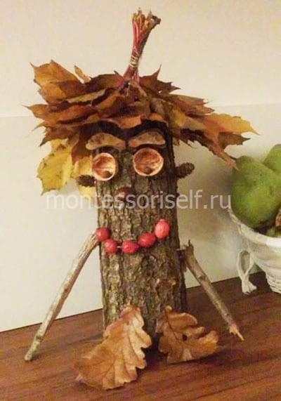 Приказен горски човек, изработен от естествени материали