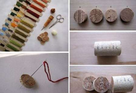 To make jewelry with your own hands, the cork must be marked into several equal parts (4-5 mm each) and cut with a knife.