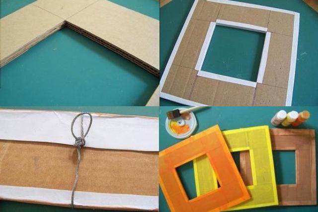 We glue the frame with plain white paper on the side that we will decorate in the future.