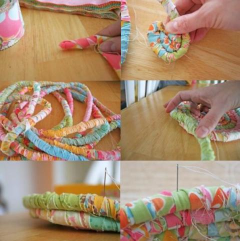 we sew the decorated cord in a spiral