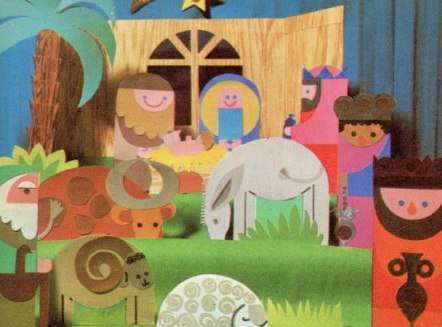Doe-het-zelf volumetrische kerststal van papier