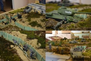A good idea for May 9 is to depict events 70 years ago. On this site, 100 kg of sand fit, landscaping was done with moss.
