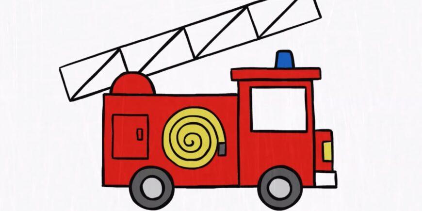 Fire truck pencil drawing: how to draw for kids and beginners