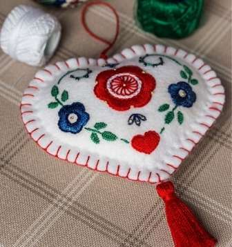 heart made of felt with embroidery