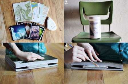 First, cut out identical squares from colored cardboard or very thick paper, the number of which depends on the number of photos in the future album. After that, you can start printing photos from the instragram.