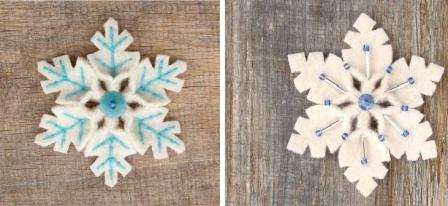 cut snowflakes from felt with scissors and give to your loved ones