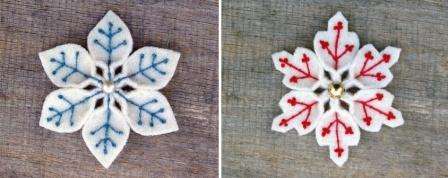 handmade felt snowflakes