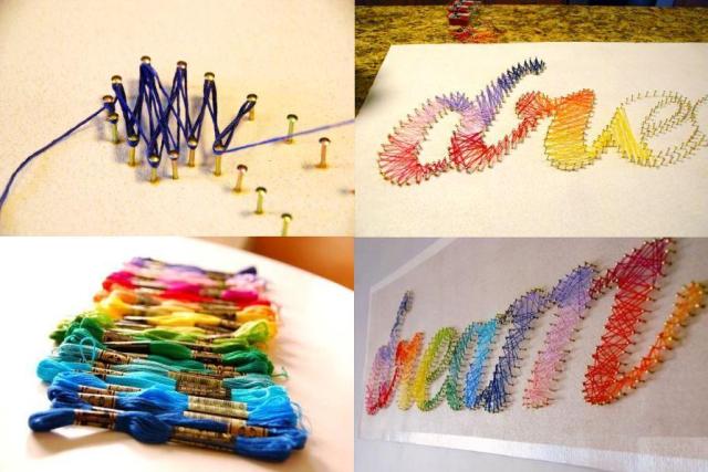 String Art we maken letters van draad en spijkers
