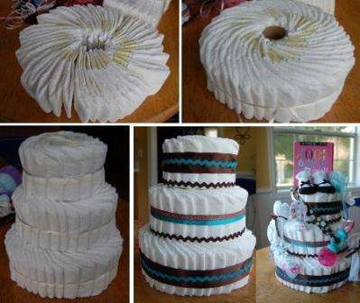 To simulate a real cake, take colored ribbons and wrap them around the cake.