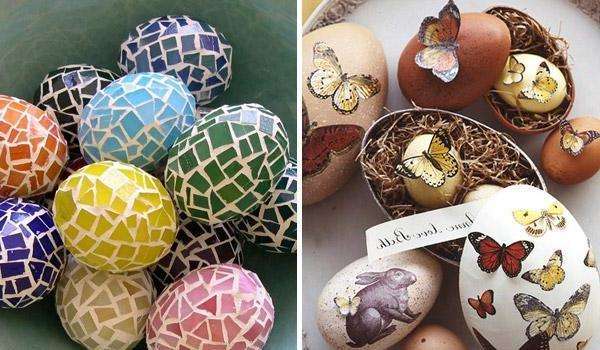 The egg is pasted over with shells, which are then manually painted