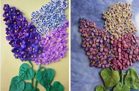 Het ontwikkelt de fijne motoriek van handen goed; met hun eigen handen ambachten maken van plasticine. Kinderen van de oudere groep op de kleuterschool kunnen een mooie tak seringen op karton maken. De masterclass van dit lentevaartuig is vrij eenvoudig