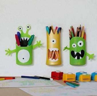 Idea number 1. Pen and pencil holders - monsters