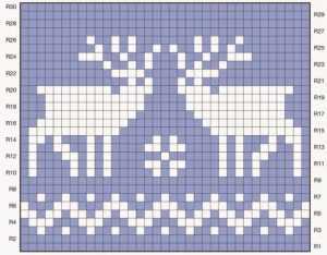 Breien van een trui met hert volgens het schema met foto- en videobegeleiding